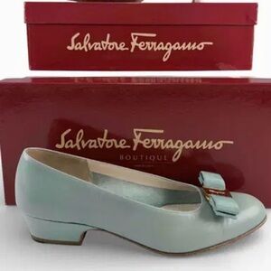Salvatore Ferragamo Women's Light Blue Leather Loafers